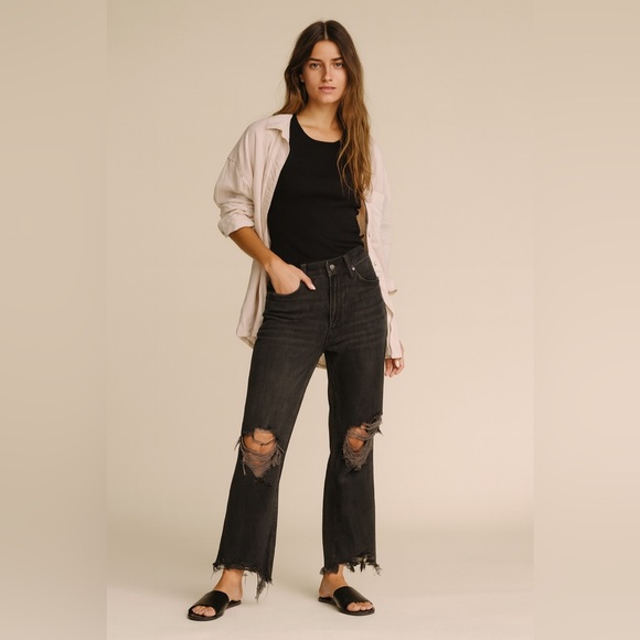 FP We The Free Black Distressed Jeans size‎ 25 - Picture 1 of 9